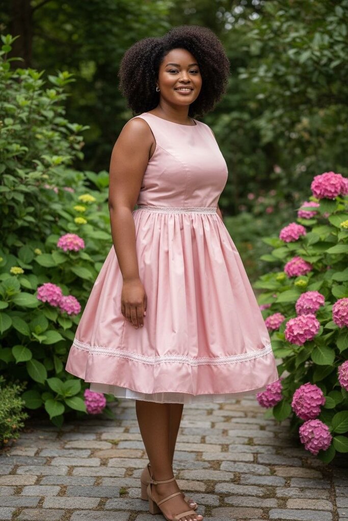 Upcycled Dress from 50's style pattern w/lace & organza trim