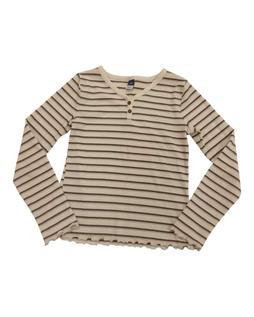 long sleeve mini striped ribbed shirt