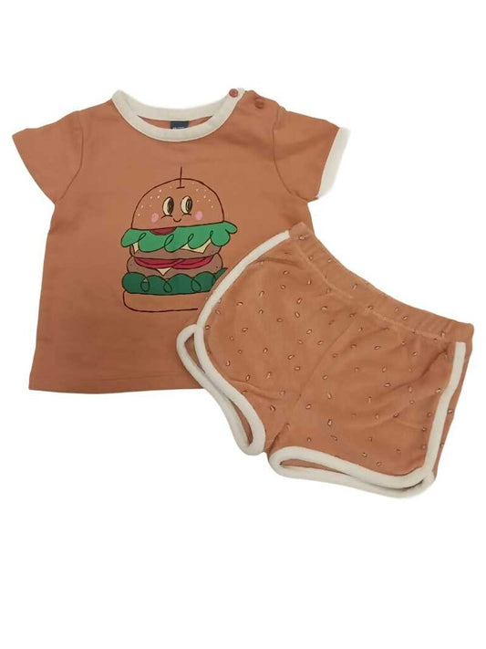 2pc burger shirt w/seed shorts