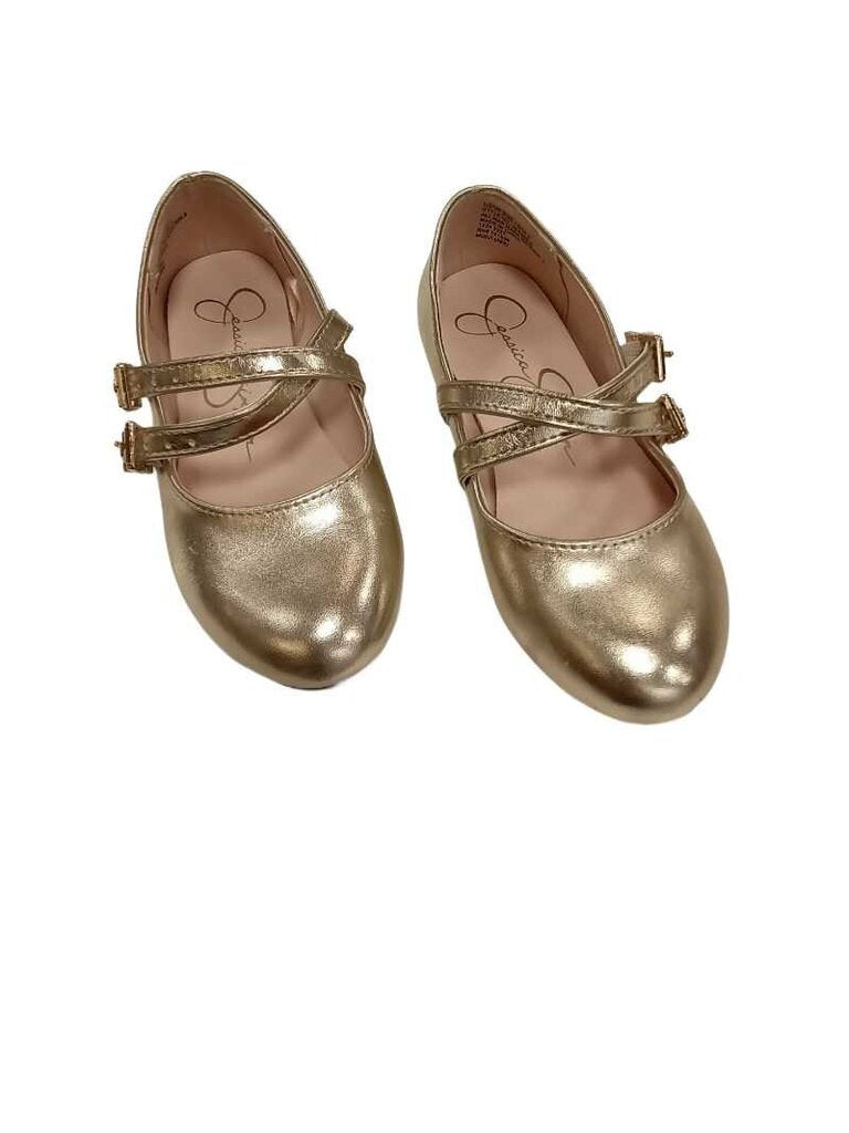 double buckle gold shoes