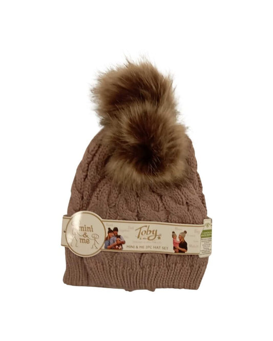 2Pc knit stocking hat Set "Mommy & baby"