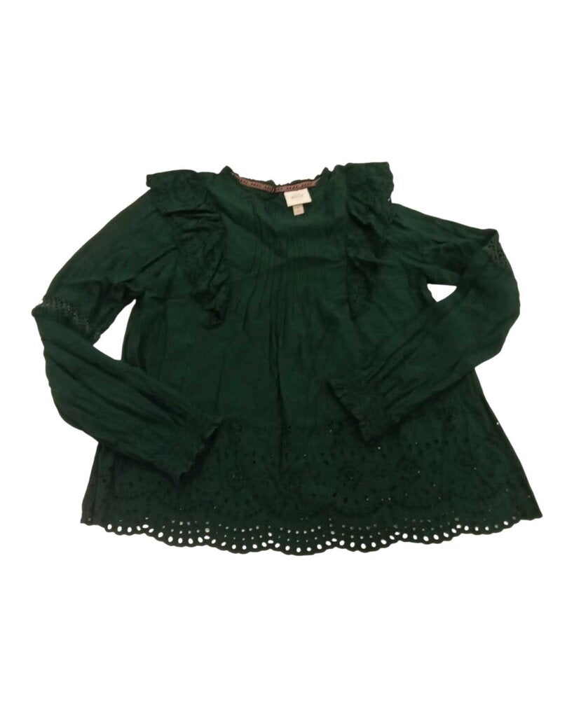 Long Sleeve Shift Shirt: Lace & Vertical Pleating