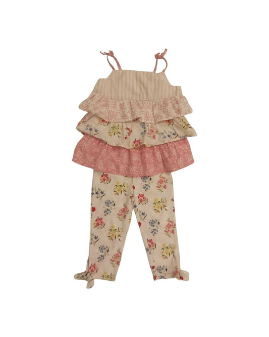 2 Pc Floral Summer Set Ruffles