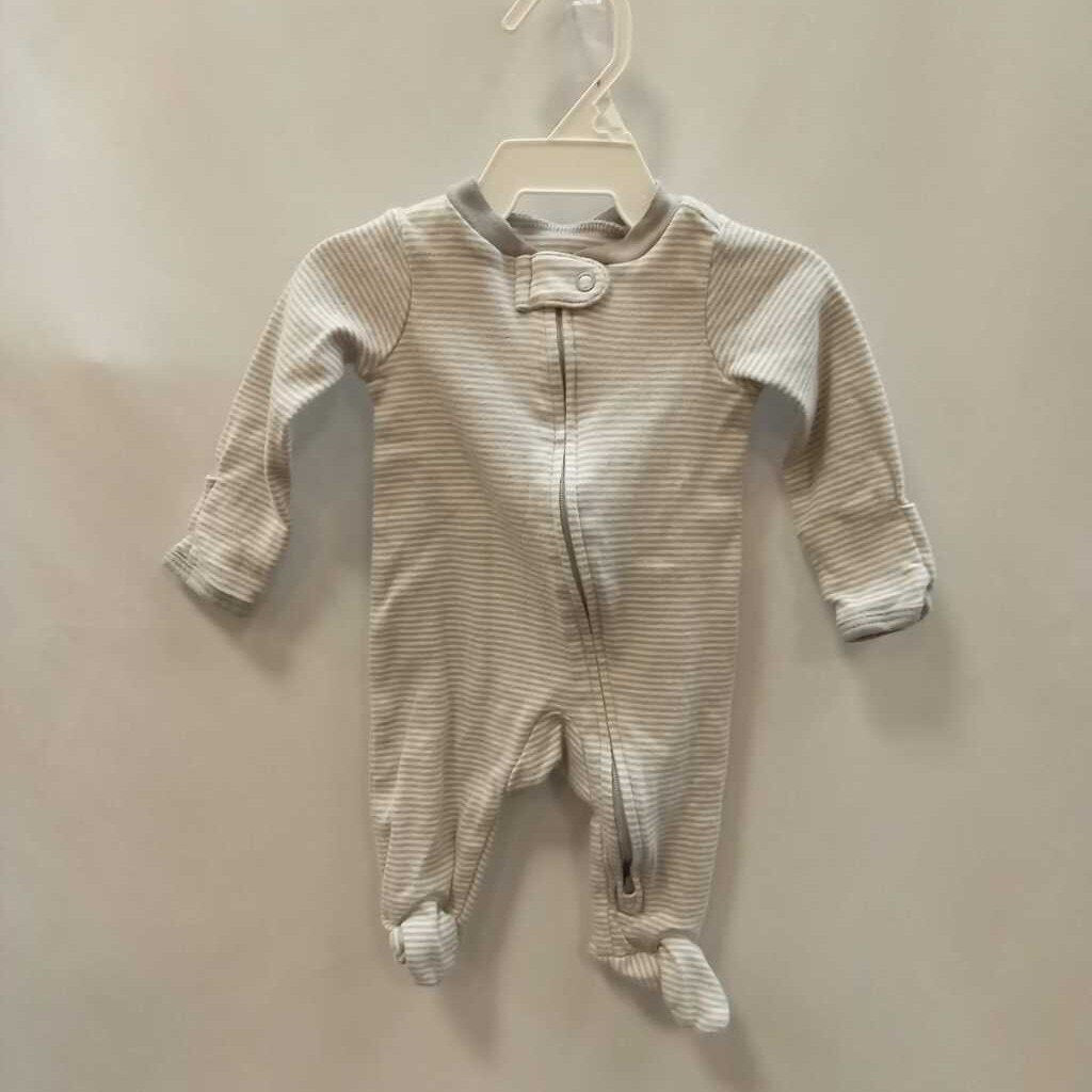 sleeper: footed zip up striped