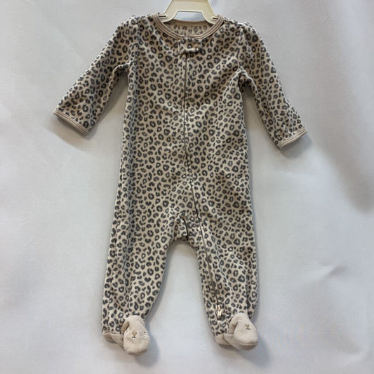 sleeper: footed zip up leopard print