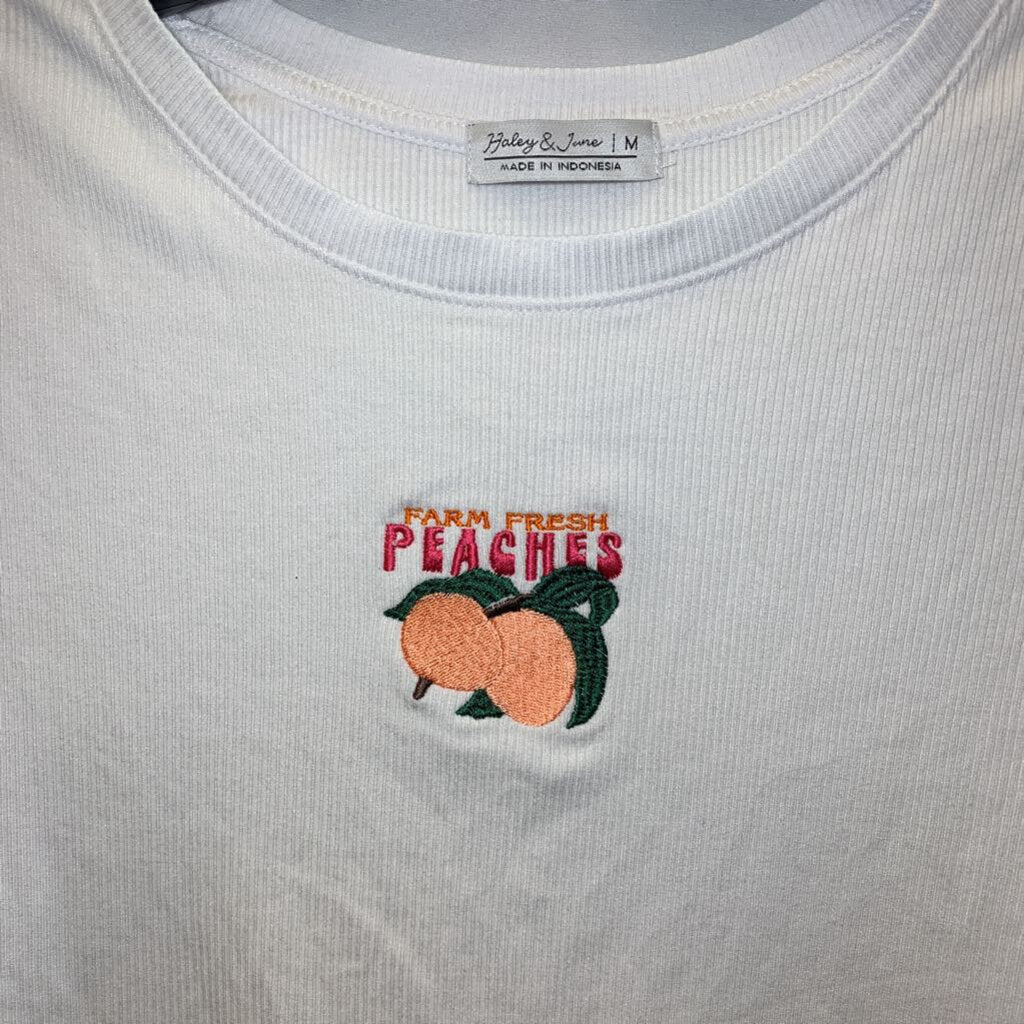 Shirt: Ribbed w/ Embroidered Peaches
