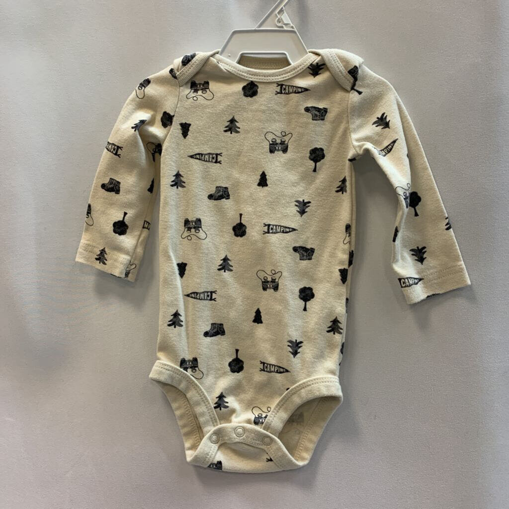 Onesie Long Sleeve Camping Print