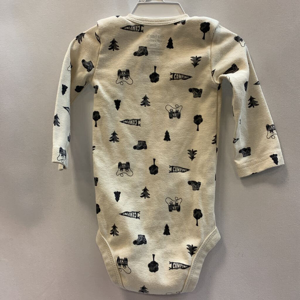 Onesie Long Sleeve Camping Print