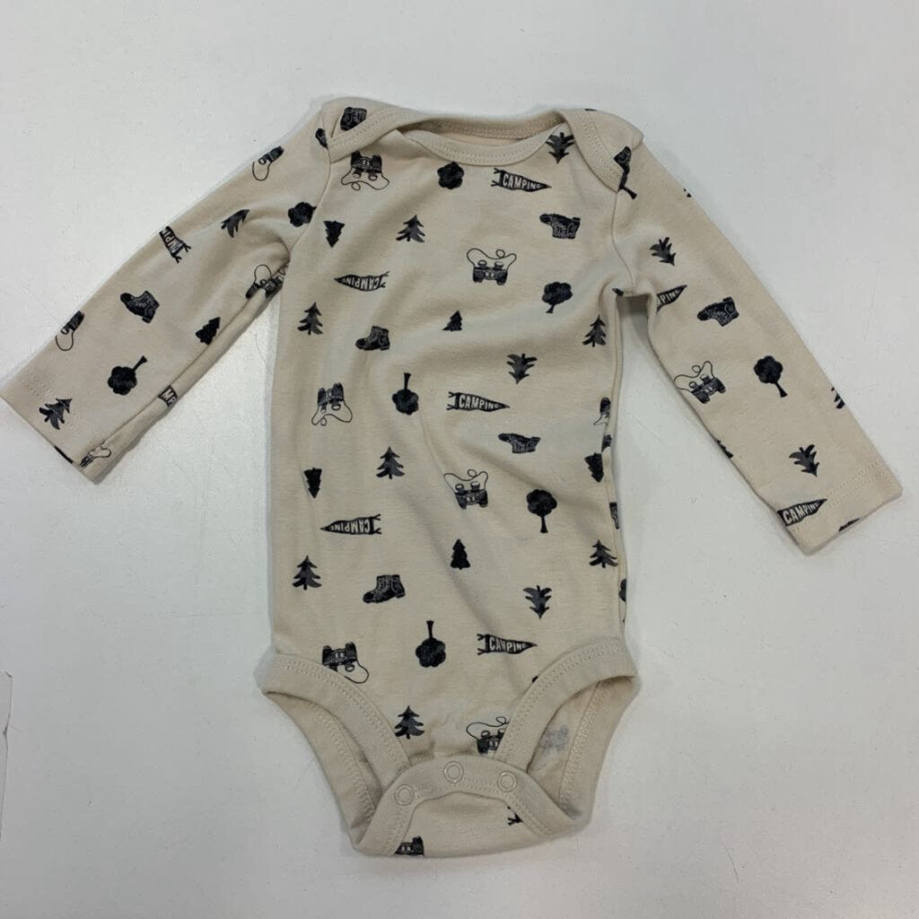 Onesie Long Sleeve Camping Print
