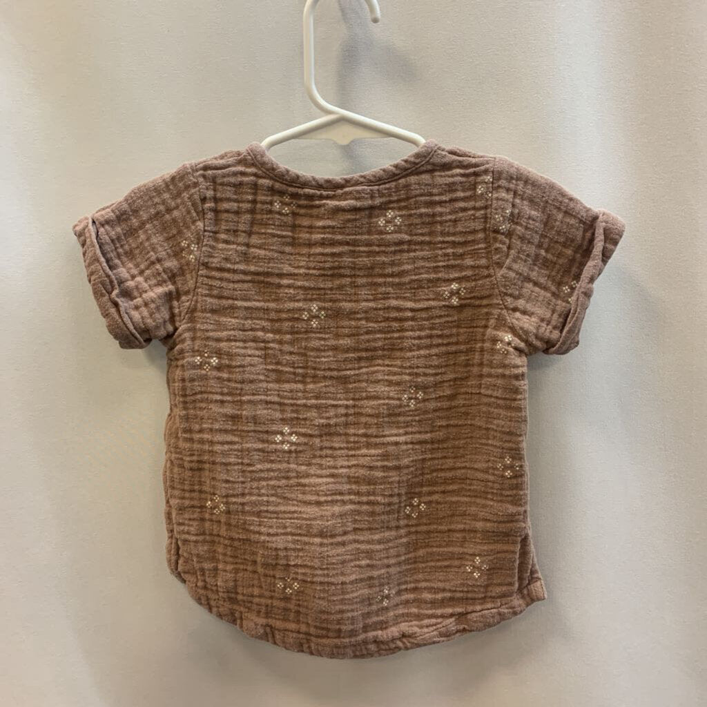 Shirt Tunic Button Up Short Sleeves