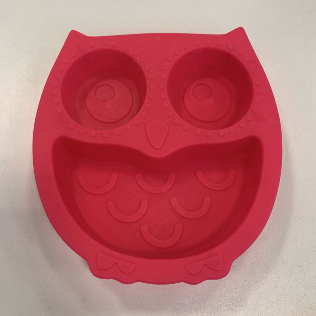Plate Silicone Suction 3 Sections Owl