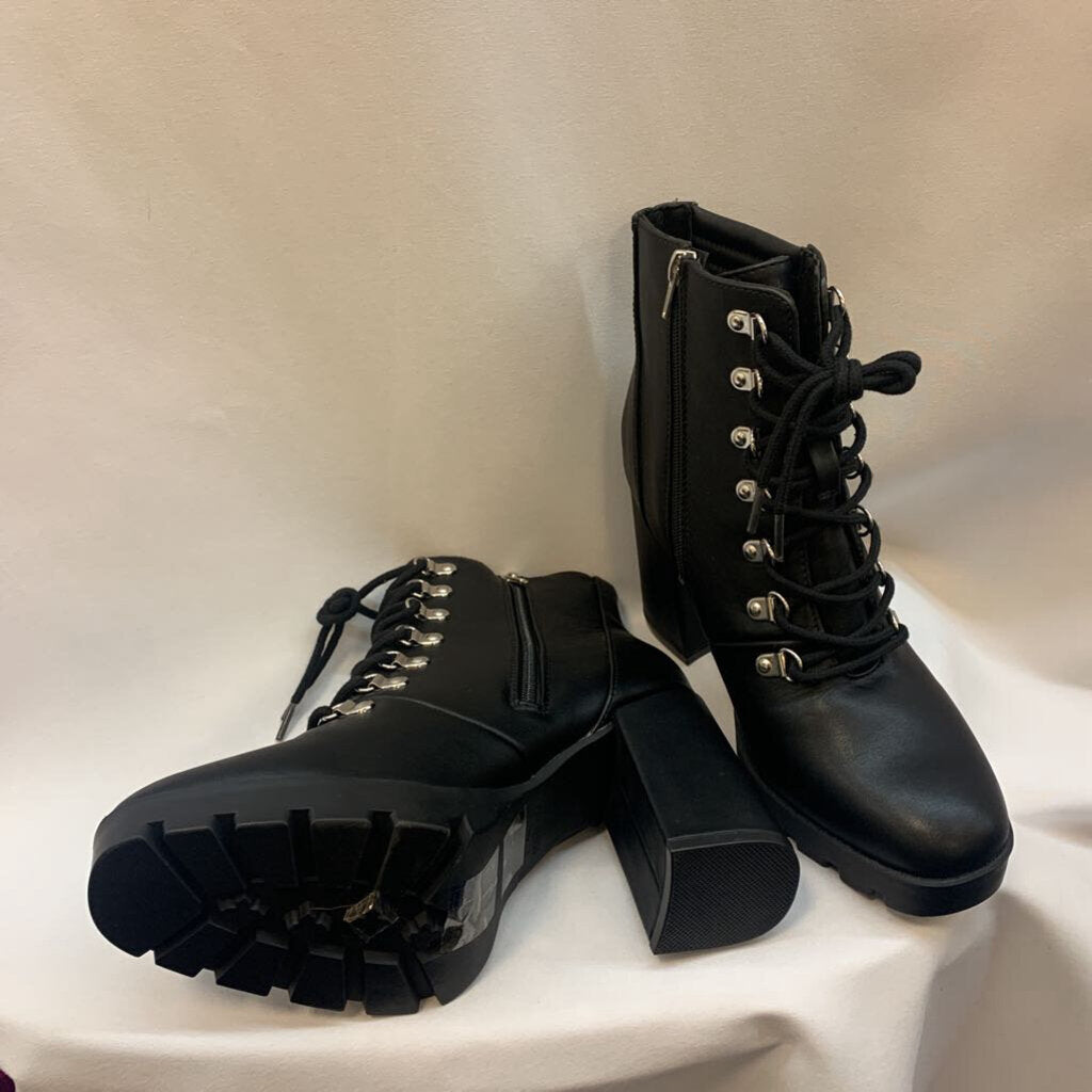 Boots Lace Up Block Heel