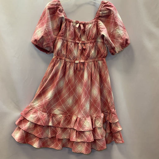 Dress: plaid bowtie ruffle