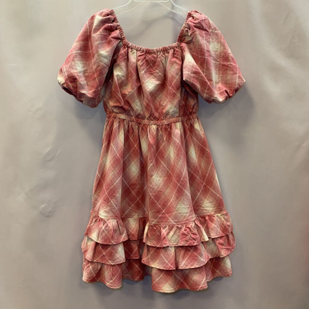 Dress: plaid bowtie ruffle