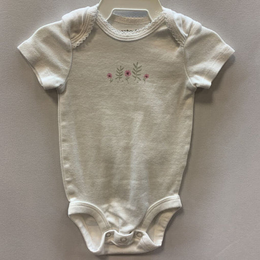 Onesie Short Sleeve Pink Flowers