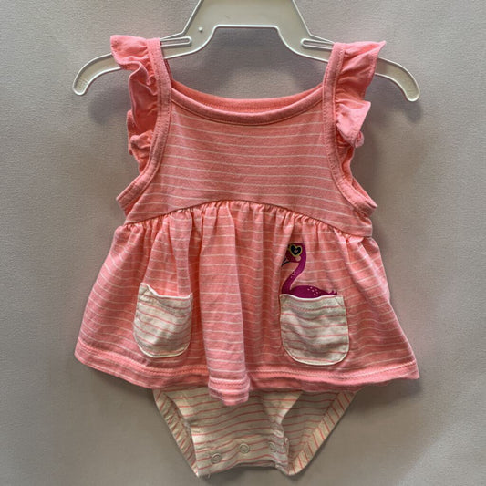 Onesie Dress Bodysuit Stripes Flamingo