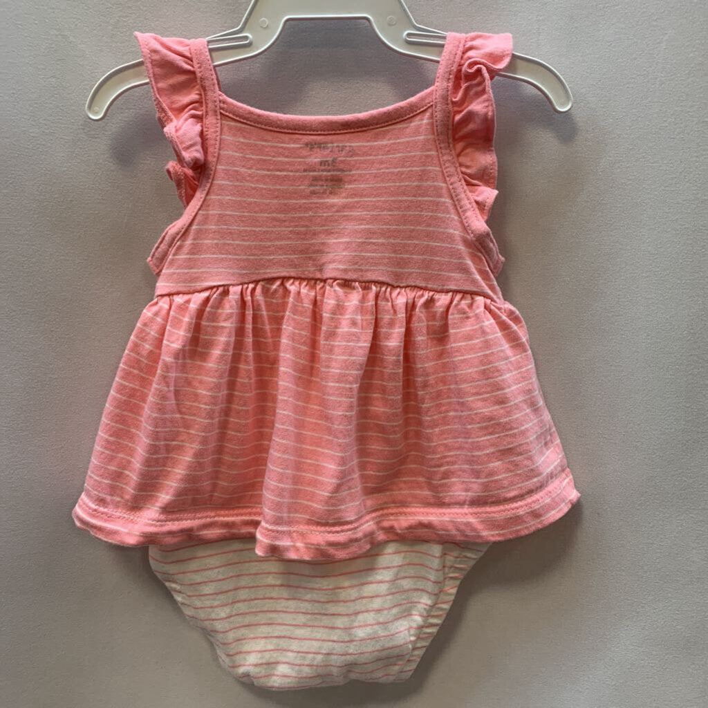 Onesie Dress Bodysuit Stripes Flamingo
