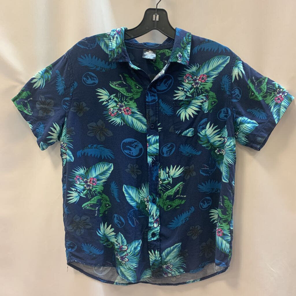 Shirt Tropical Jurassic Park Button Collar