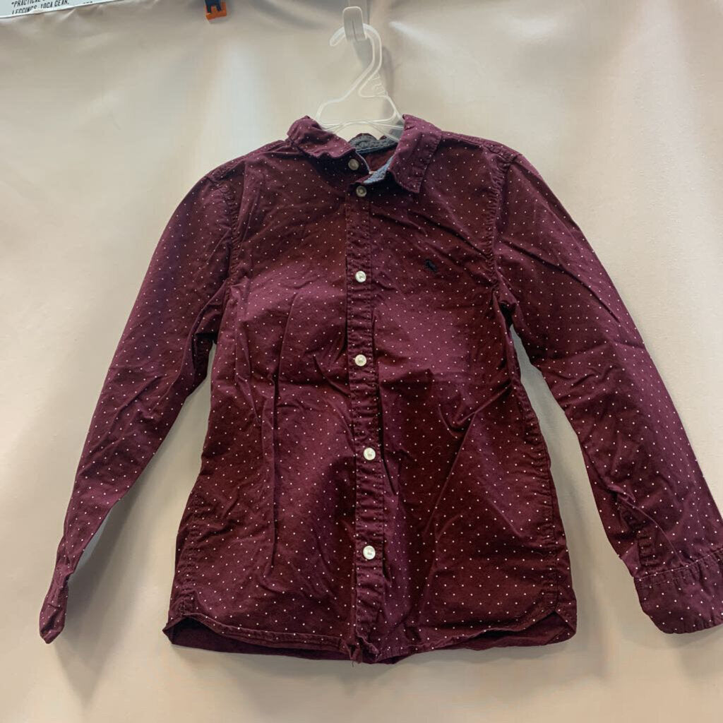 Shirt: Long Sleeve Polka Dot Collared