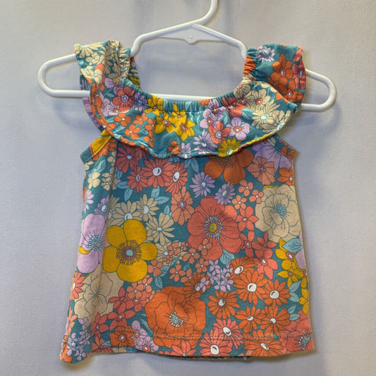 Shirt: Floral Ruffle Sleeveless