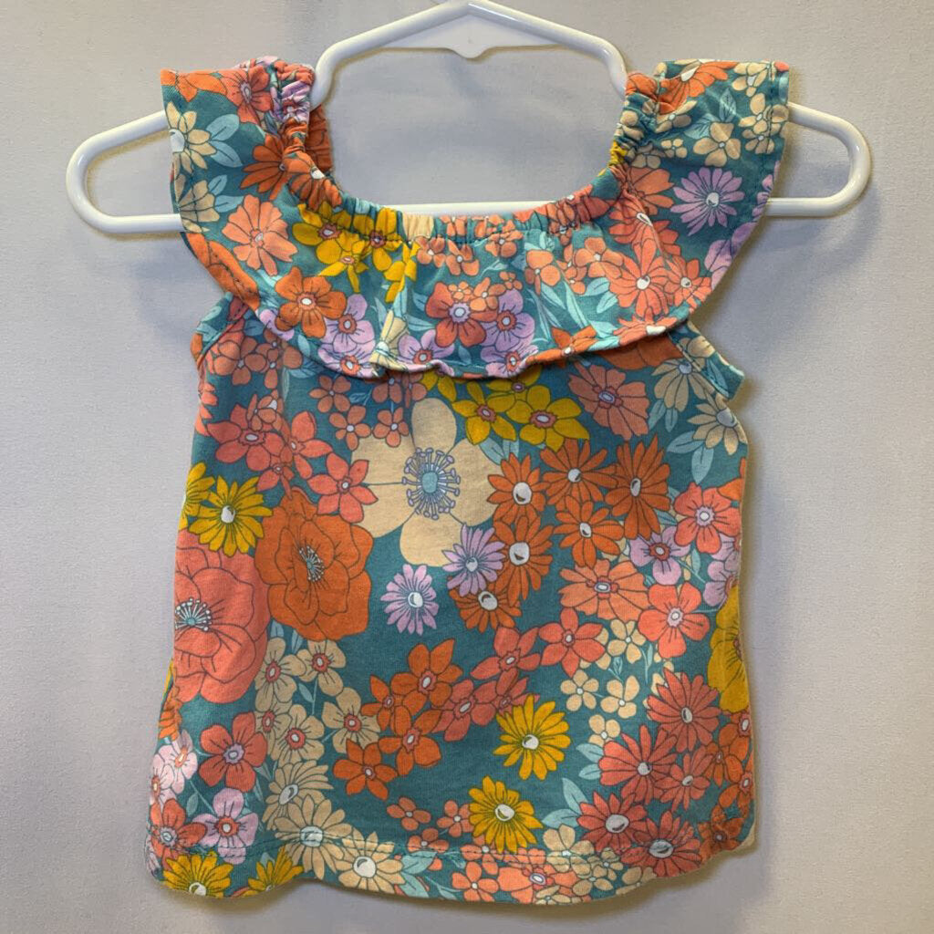 Shirt: Floral Ruffle Sleeveless