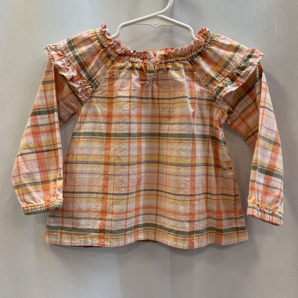 Shirt: Long Sleeve Plaid Ruffles