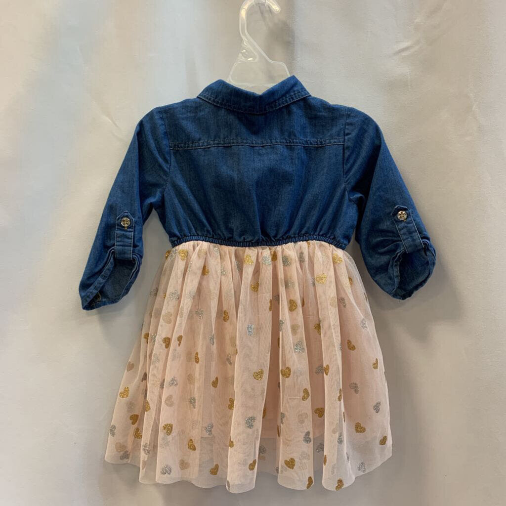 Dress: Chambray Tulle Sparkle Hearts