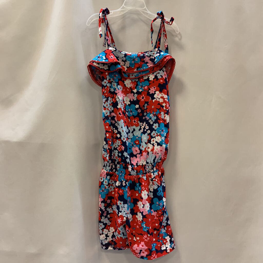 Romper: Floral Tank Strap Tie