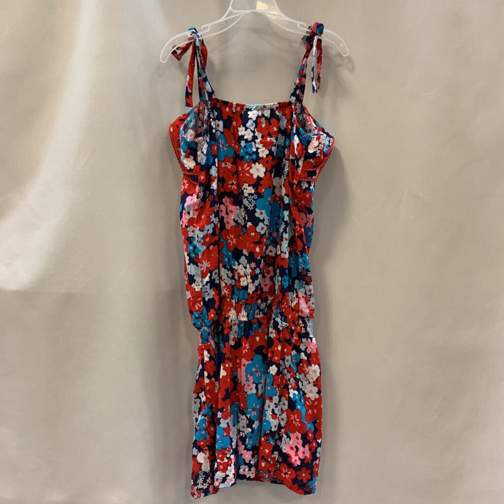 Romper: Floral Tank Strap Tie