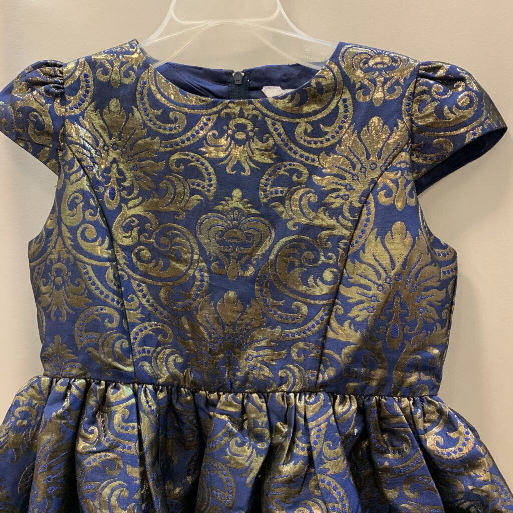 Dress: Cap Sleeve Brocade Design