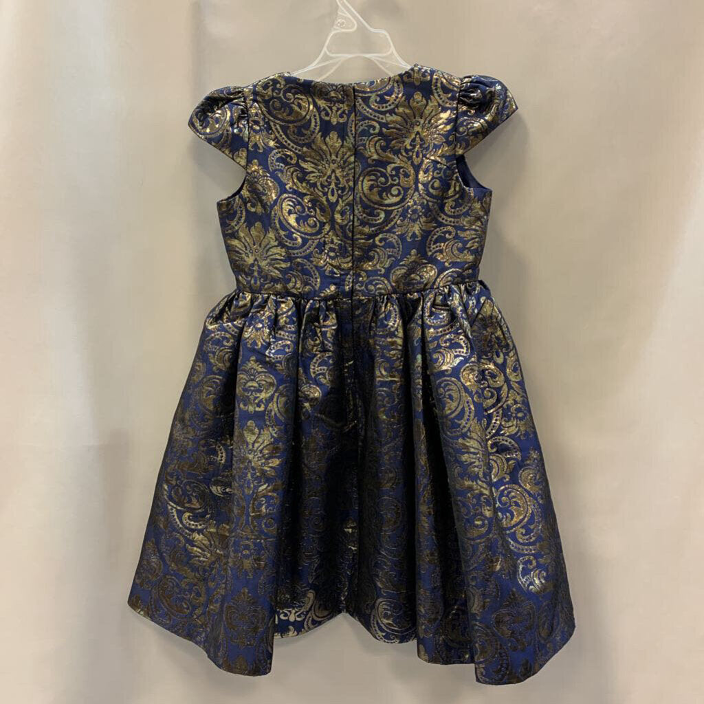Dress: Cap Sleeve Brocade Design