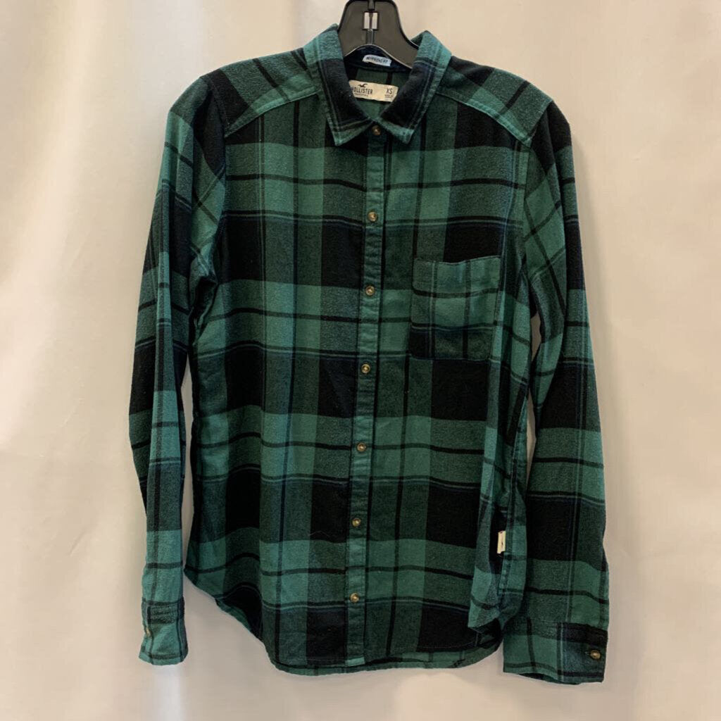 Shirt: Long Sleeve Plaid Single Pocket