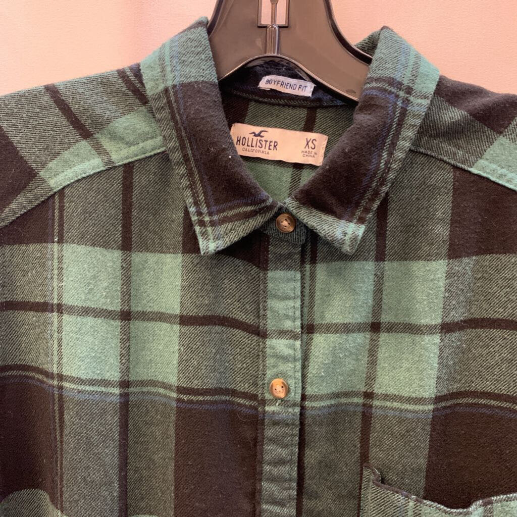 Shirt: Long Sleeve Plaid Single Pocket