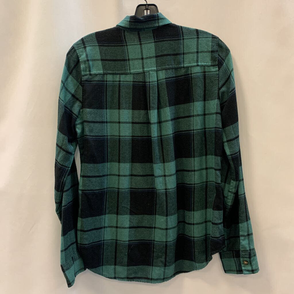 Shirt: Long Sleeve Plaid Single Pocket