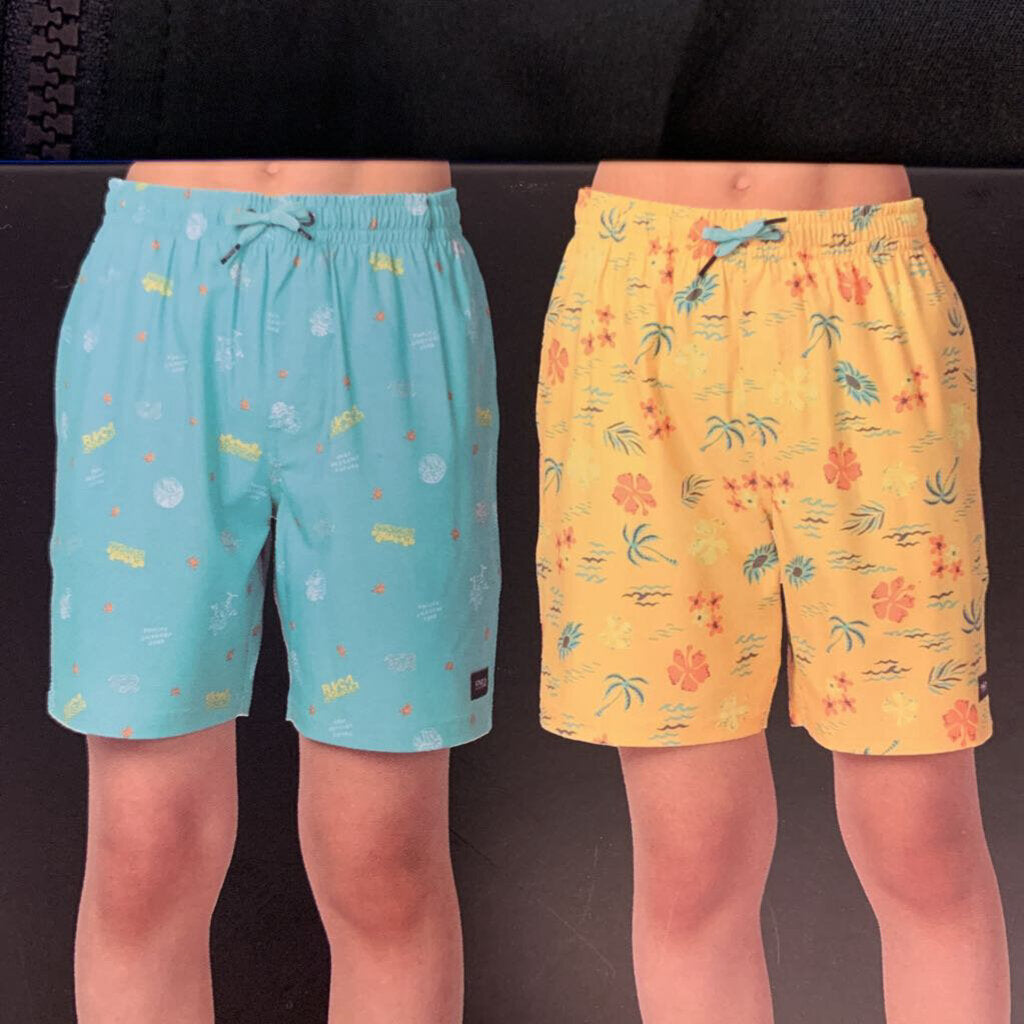 2-Pk Youth Swim Trunks Yellow/Blue