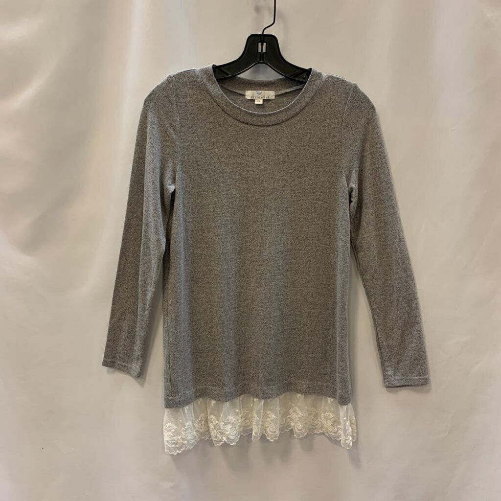 Dress: Long Sleeve Knit Lace Bottom