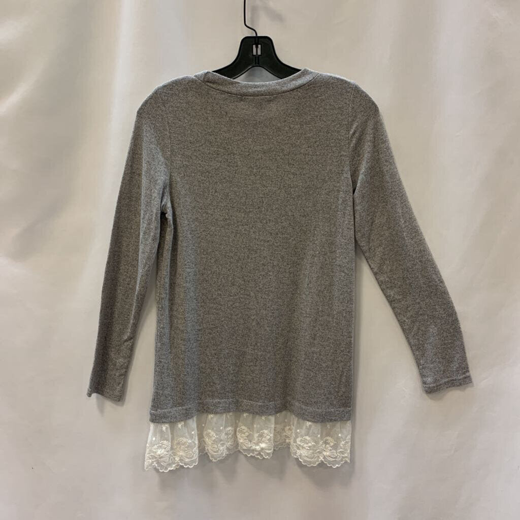 Dress: Long Sleeve Knit Lace Bottom
