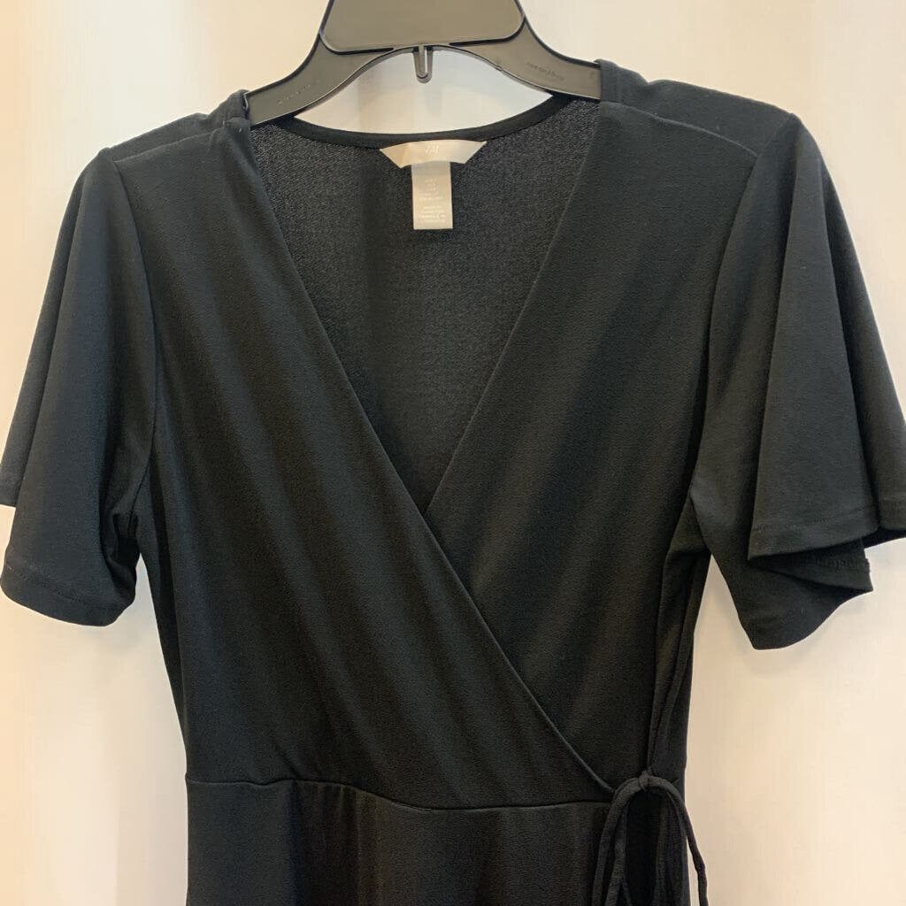 Dress: Short Sleeve Wrap Top Ankle Length