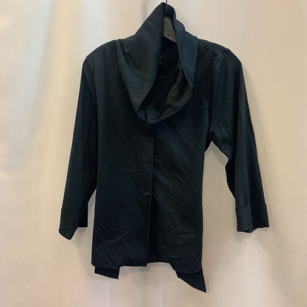 Jacket: Collar Button Flowing Tie Waist