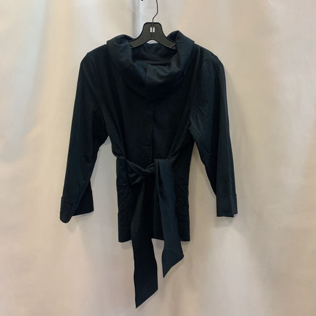 Jacket: Collar Button Flowing Tie Waist