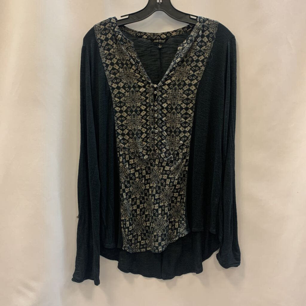 Shirt: Long Sleeve Sheer Geometric