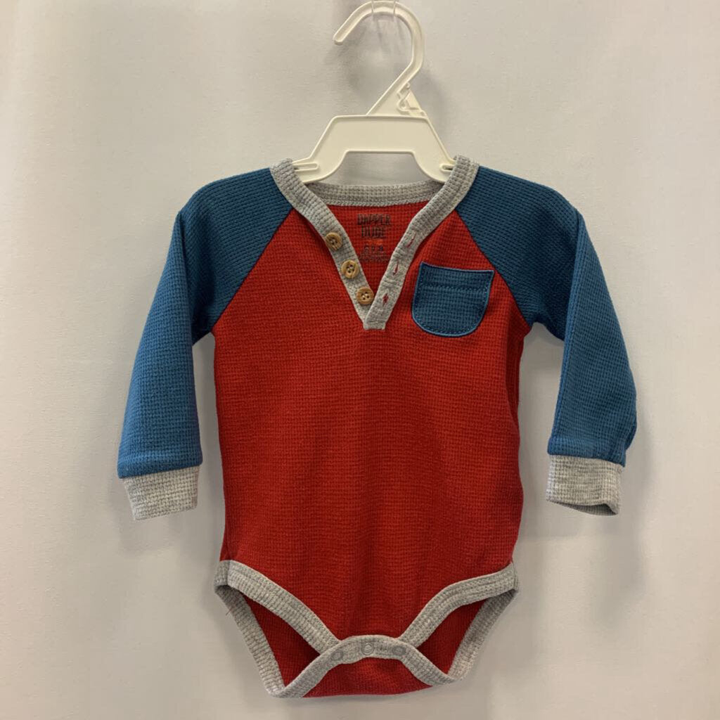 Onesie: Long Sleeve Henley Faux Pocket