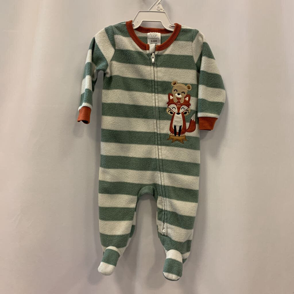Sleeper: Long Sleeve Stripe Fleece Fox Bear