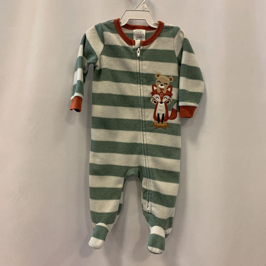 Sleeper: Long Sleeve Stripe Fleece Fox Bear