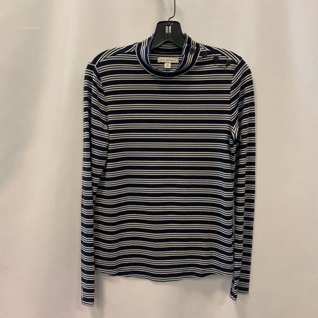Shirt: Long Sleeve Mock Neck Stripes