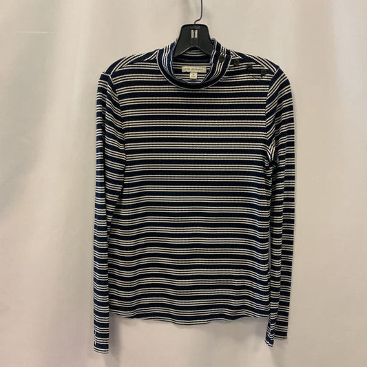 Shirt: Long Sleeve Mock Neck Stripes