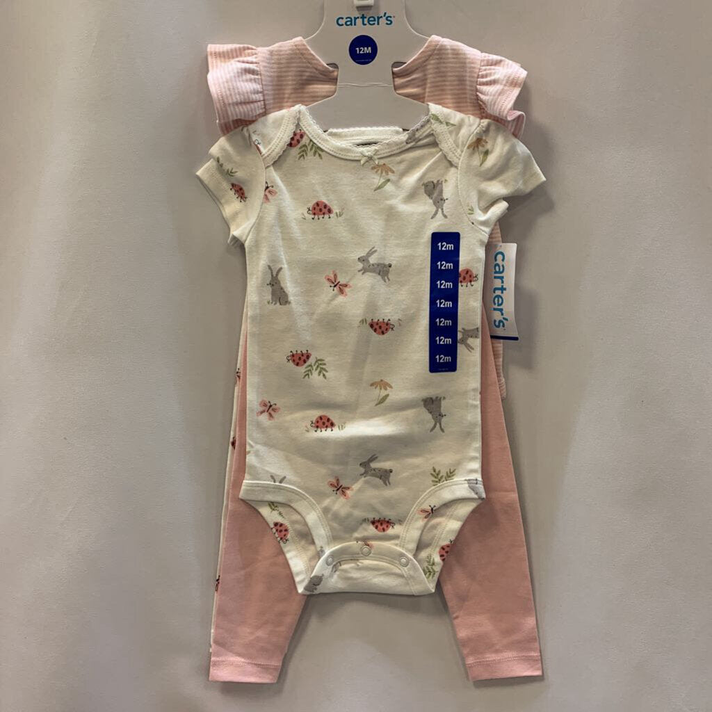 4 Pc Layette Set Bunny and Flowers