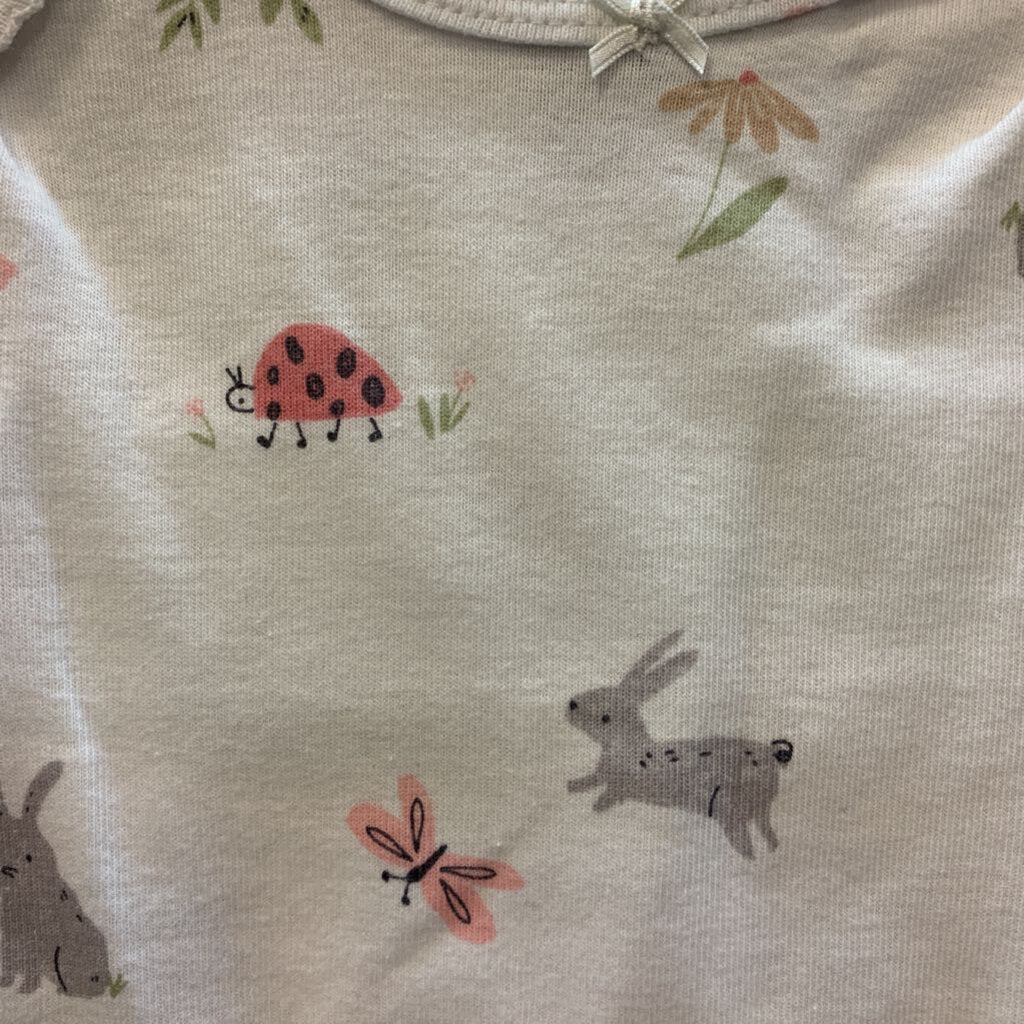 4 Pc Layette Set Bunny and Flowers