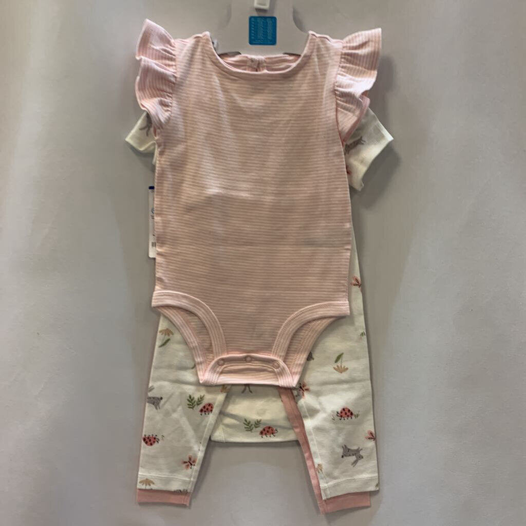 4 Pc Layette Set Bunny and Flowers