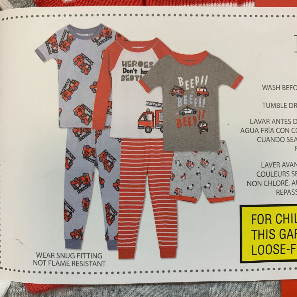 6 Pc Sleep Set Fire Truck